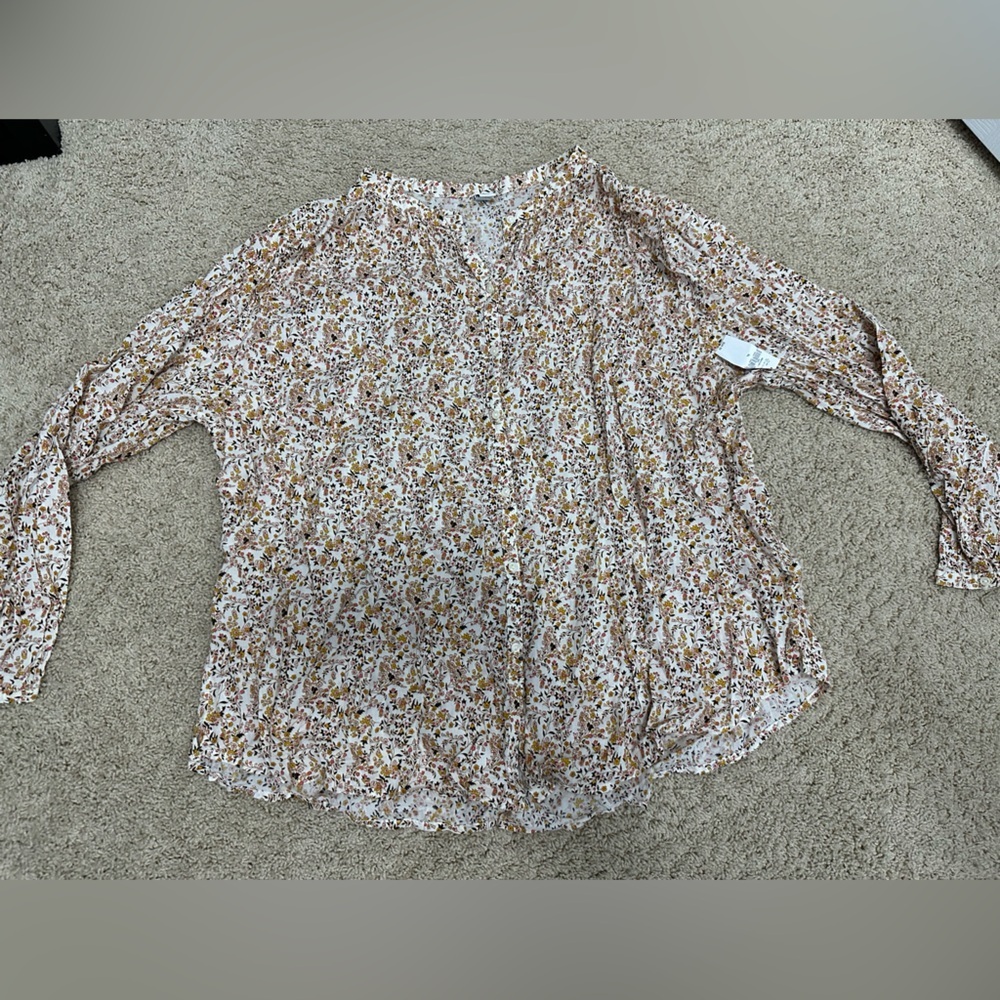Old Navy Floral Blouse in Cream and Brown